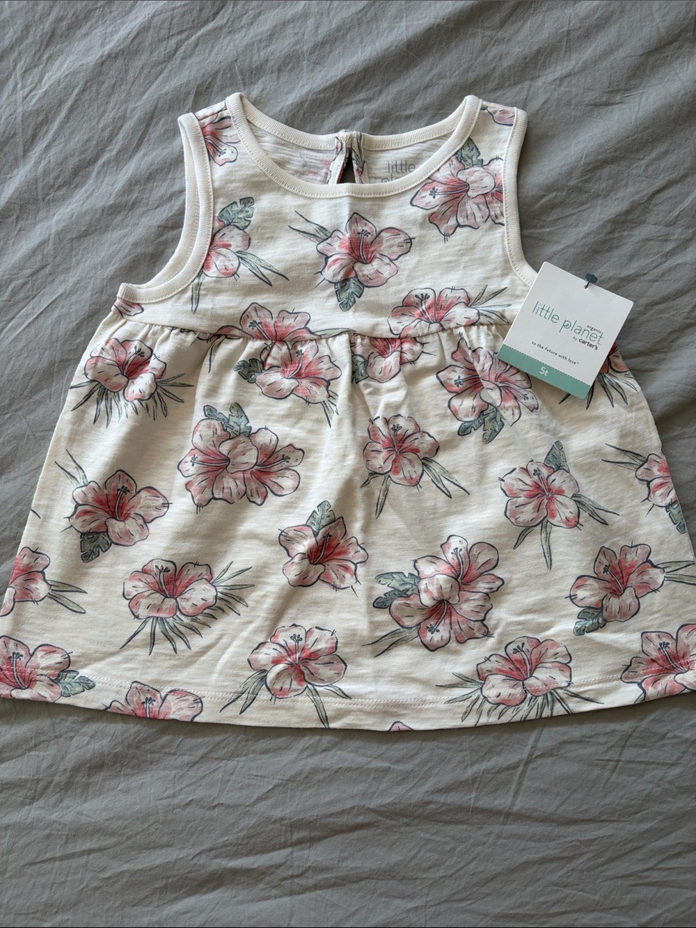 Little Planet Cream Floral Tank Top for Kids